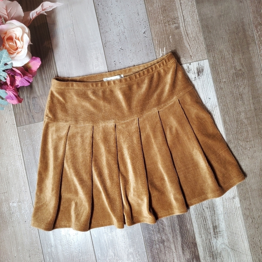 Knitworks Girls Caramel Brown Tan Girls Pleated Corduroy Skirt Skort Size Large